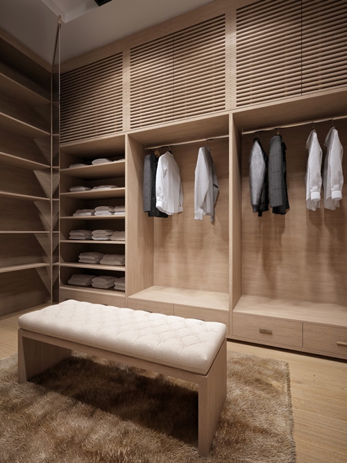  แบบ Walk in Closet ลายไม้ ห้องแต่งตัวสวยคลาสสิก
