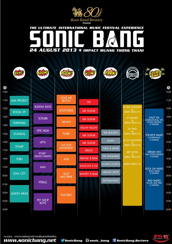 บีอีซี เทโร ประกาศตารางศิลปิน Sonic Bang สนุก มันส์ คุ้มทุกเวที