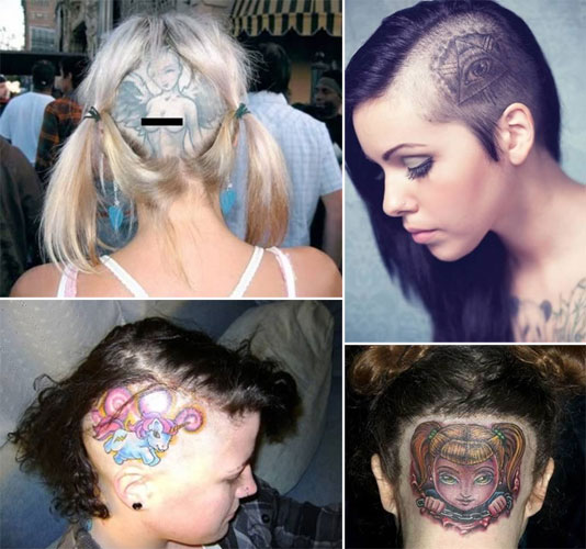 แทตทูบนหนังศีรษะของสาวใจถึง ไม่เก๋าจริงอย่าลอง