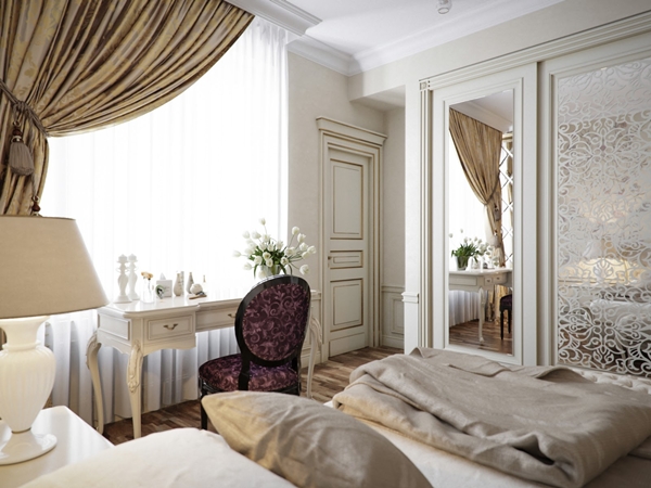 ห้องนอนวินเทจสีครีม สวยหรูดูอ่อนหวาน