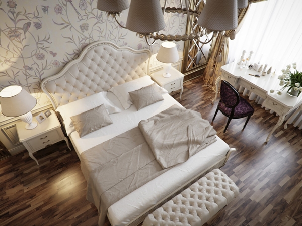 ห้องนอนวินเทจสีครีม สวยหรูดูอ่อนหวาน