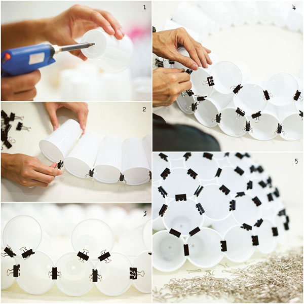 DIY โคมไฟจากแก้วพลาสติก