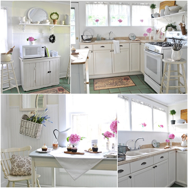 ห้องครัววินเทจคันทรีสีขาว น่ารัก โรแมนติก