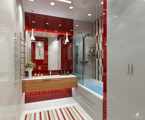 ห้องน้ำสีแดง สวยล้ำ สไตล์โมเดิร์น