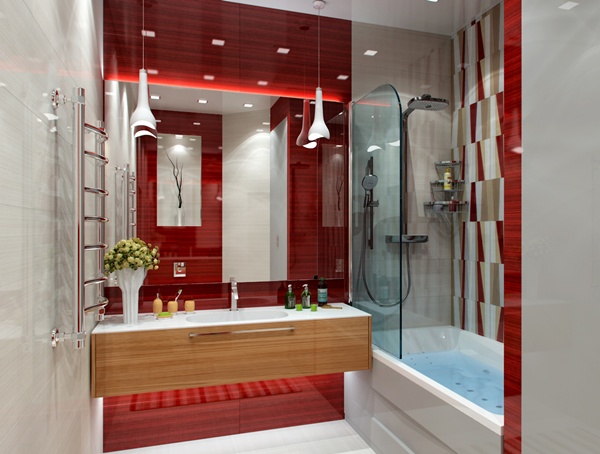 ห้องน้ำสีแดง สวยล้ำ สไตล์โมเดิร์น