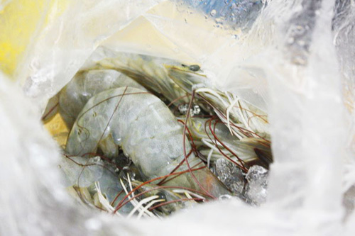 ปลาหมึก-กุ้งนึ่งมะนาว