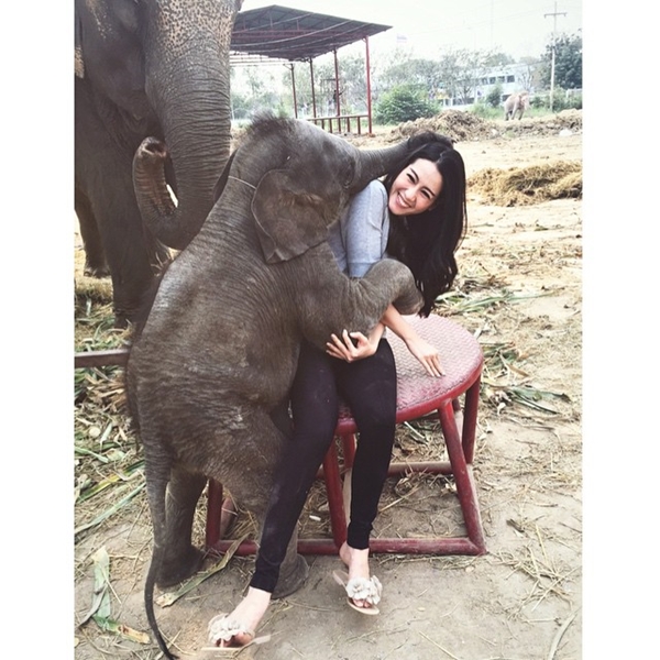 โม อมีนา ทั้งสวยทั้งใจดี รับอุปการะลูกช้างอยุธยา 