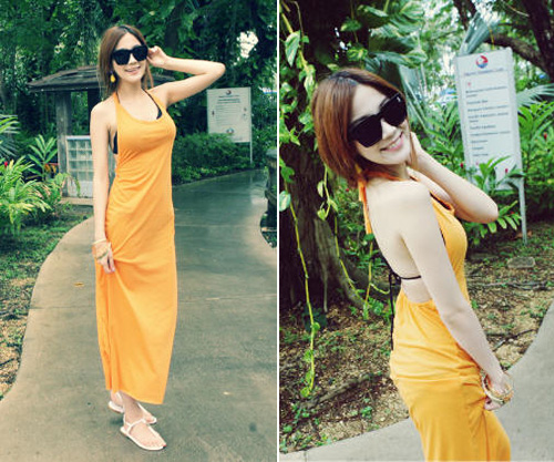 ชุดเดรสโชว์หลัง