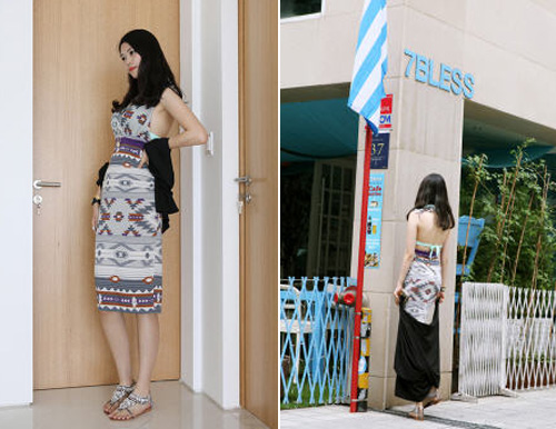 ชุดเดรสโชว์หลัง