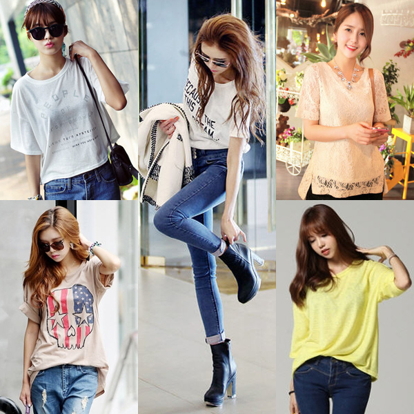เสื้อยืดกางเกงยีนส์ 