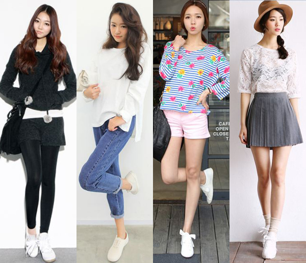 รองเท้าผ้าใบผู้หญิงสีขาว