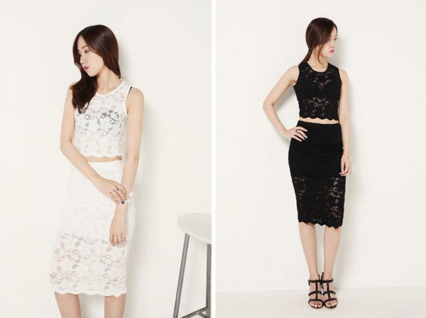 กระโปรงลูกไม้ใส่กับเสื้อแบบไหน 