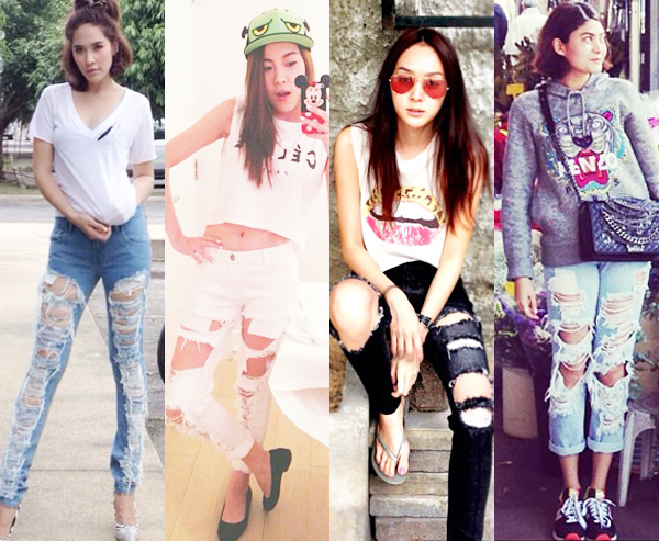 กางเกงยีนส์ขาดเยอะๆ 