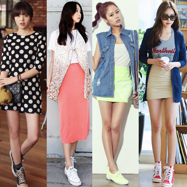 ใส่รองเท้าผ้าใบกับกระโปรง