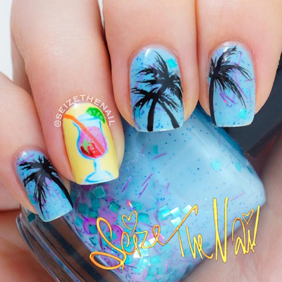 ลายเพ้นท์เล็บหน้าร้อน 