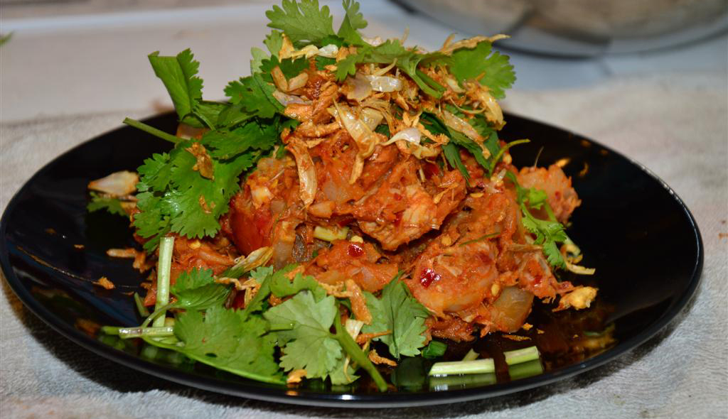 ตำขนุนกับหมูสามชั้นคั่วเค็ม อาหารพื้นบ้านล้านนารสเด็ด