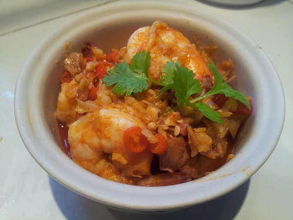 กุ้งผัดพริกขี้หนู 
