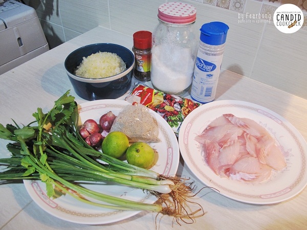 ลาบปลาทับทิมทอด
