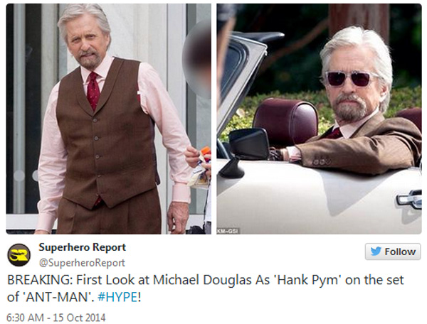 ไมเคิล ดักลาส ปรากฏโฉมในมาด แฮงค์ พิม จากกองถ่าย Ant-Man 