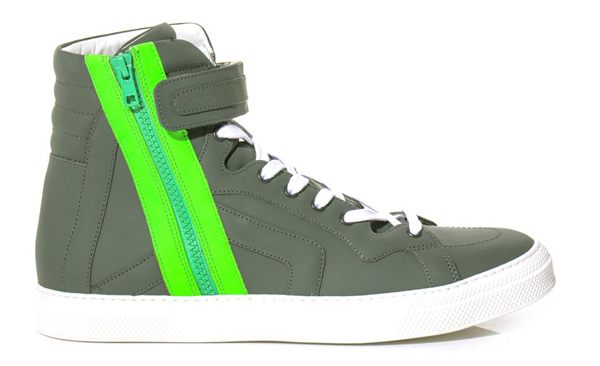Neon-Zip Leather Trainers