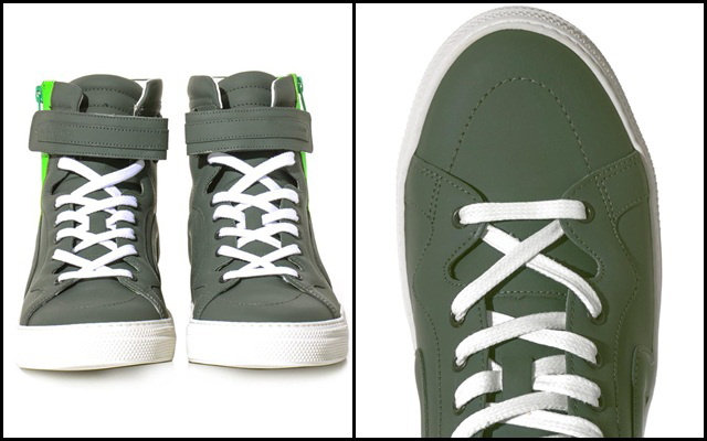 Neon-Zip Leather Trainers