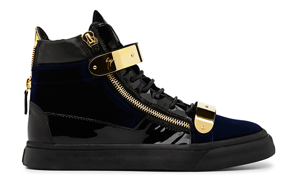 London Velvet Navy Mid Top Sneaker