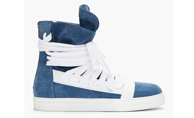teel Blue Overlaced High-Top Sneakers