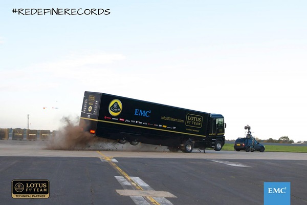 รถบรรทุกกระโดดข้ามรถแข่งฟอร์มูล่าวัน