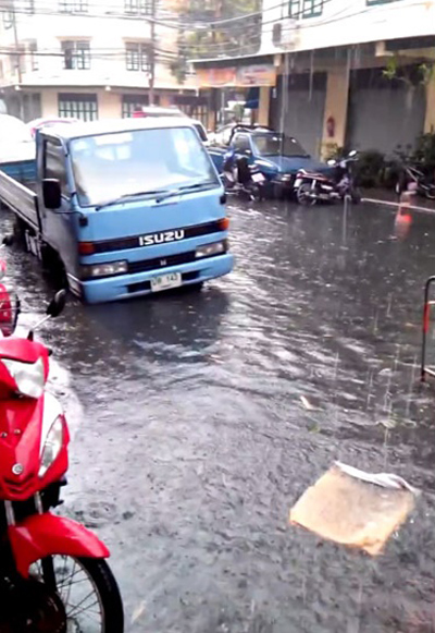 ขับรถลุยน้ำท่วม