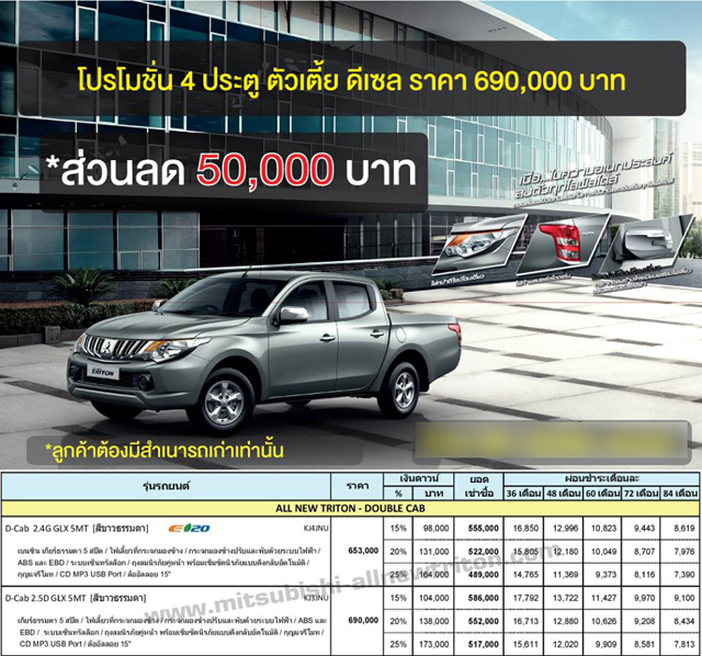 โปรโมชั่น มิตซูบิชิ ไทรทัน