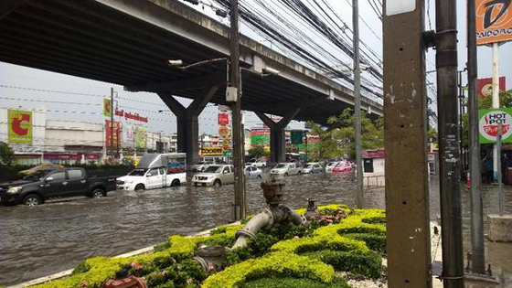 ขับรถลุยน้ำท่วม